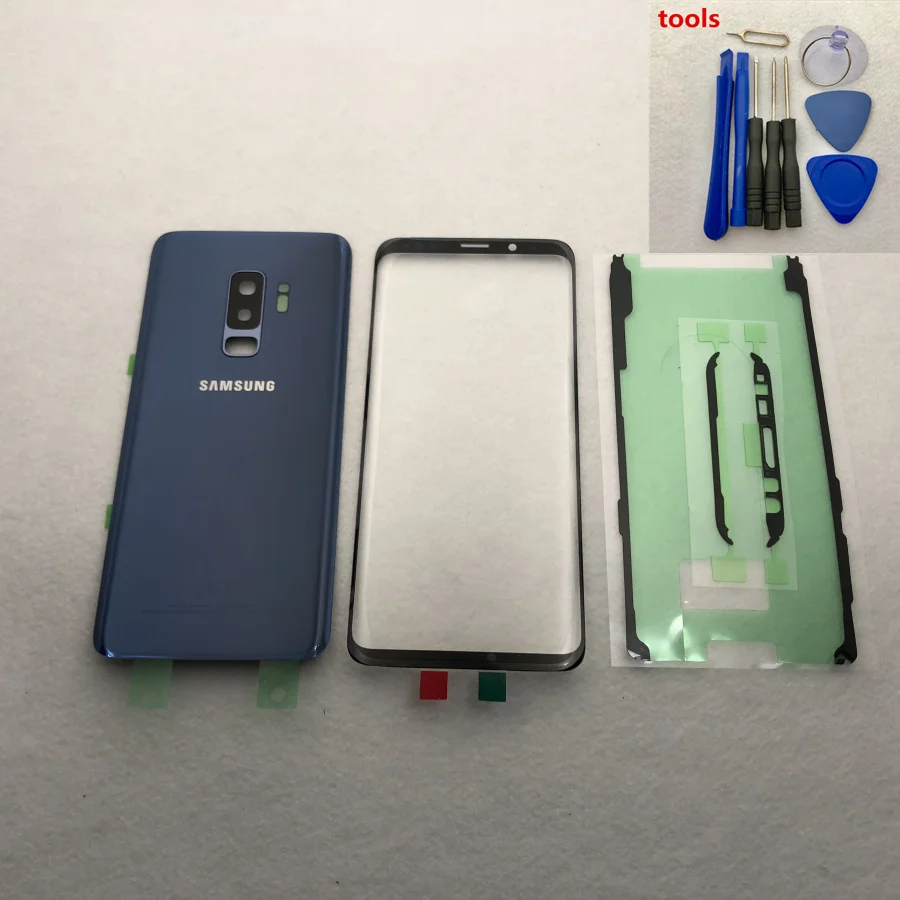 Для samsung Galaxy S9 G950 S9 Plus G965 S9+ стеклянная задняя крышка батарейного отсека Корпус двери+ ЖК Переднее стекло Ремонт Запасные части