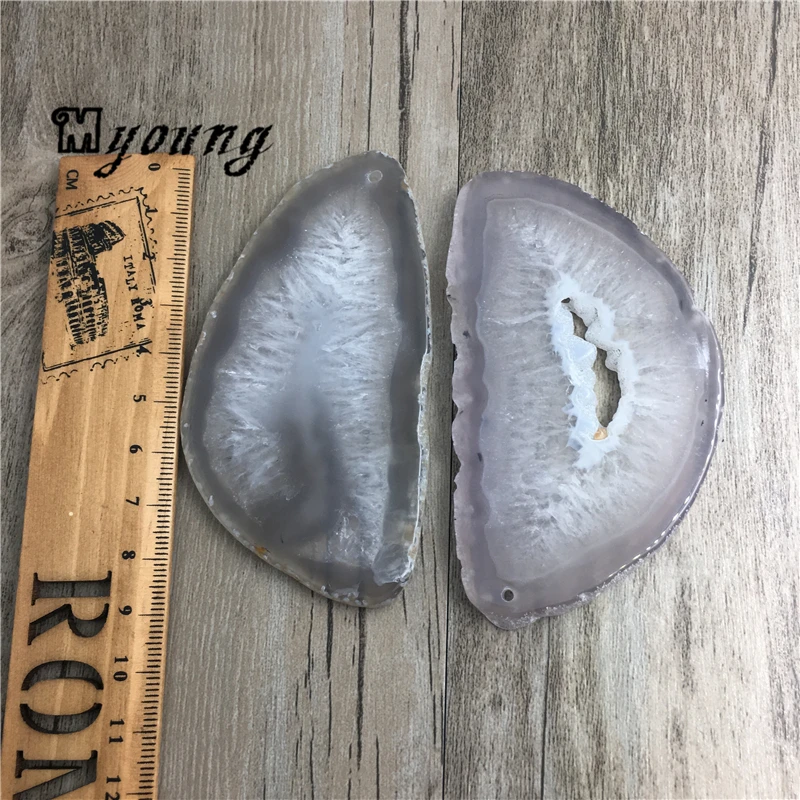 Большой серый кулон с бусинами из кварца Geode Agates необработанные Агаты подвеска