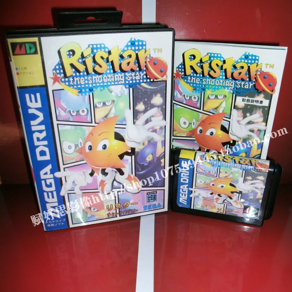 Sega MD игра Ristar с коробкой и руководством для 16 бит игровой картридж Megadrive бытие