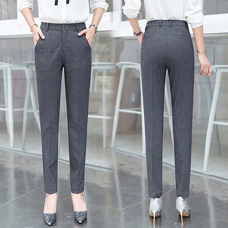 Pencil Office Trousers Elegant Slim Korean Formal Pants Women Sexy Stripe Black Thick Pantalon Mujer Oficina Wear Z5C318 | Женская