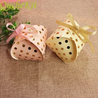 50pcs gold dots cute candy box wedding favors gift box bag creative bread shape gift packaging boxes event party supplies