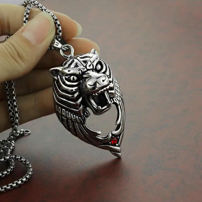 2018 new men's titanium steel animal necklace stainless tiger head pendant | Pendants