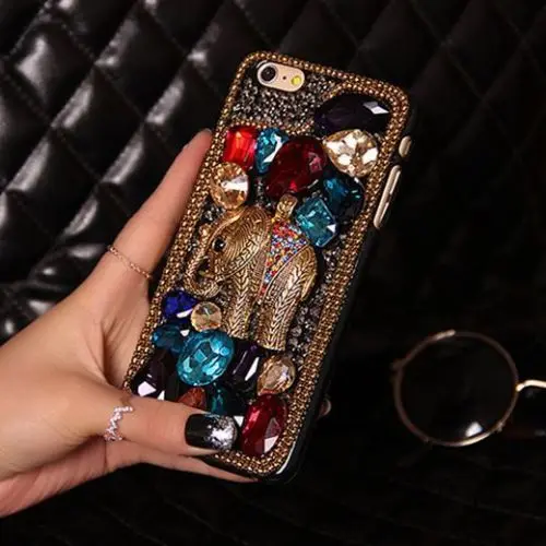 

LYBALL Crystal Retro Elephant Phone Case for Apple iPhone Handmade 3D Diamond Hard Back Cover For iPhone 6 6S 7 8 Plus X XS Max