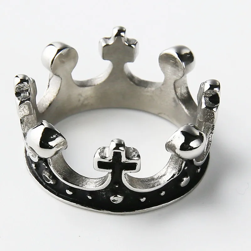 Silver Valily ювелирные изделия черное покрытие Королева Король Корона кольцо для женщин, нержавеющая сталь Мода палец кольцо для мужчин, свадьба кольцо - Цвет основного камня: Silver