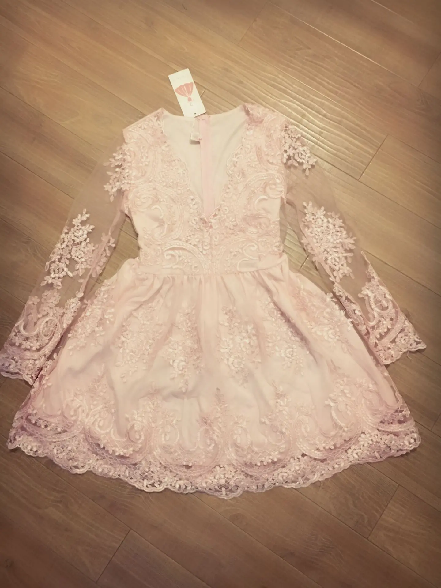 ZTVitality Women Dresses 2018 Hot Sale Pink Embroidery Fashion Dress Elegant Party A-Line Full Sleeve Mesh Sexy | Женская одежда
