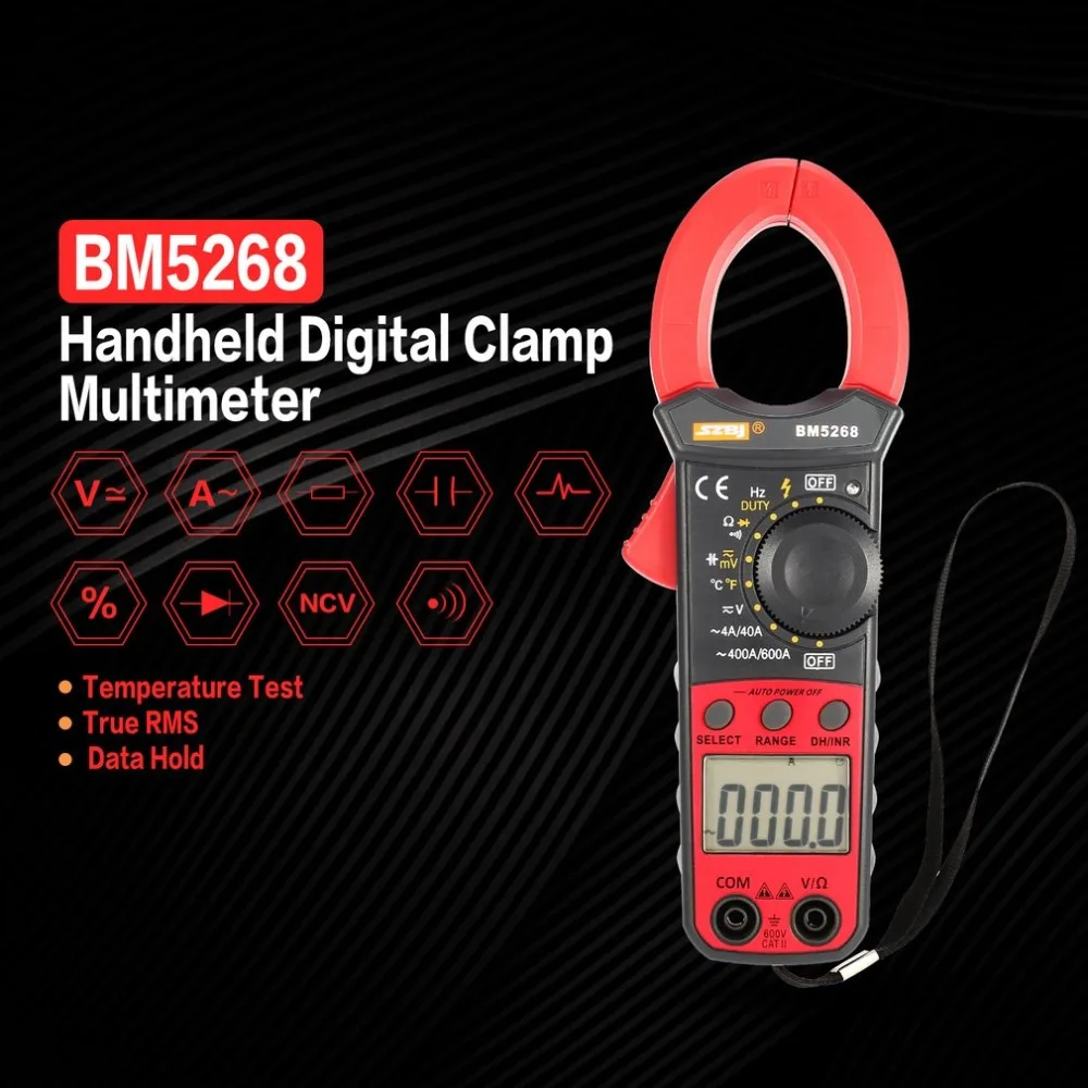BM5268 Handheld Digital Clamp Meter Multimeter True RMS AC/DC Volt Amp Ohm Capacitance Frequency Temperature Diode Tester | Инструменты