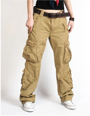 Брюки карго цвета хаки/чёрного в стиле хип хоп|womens hip hop pants|baggy pants womenpants women |