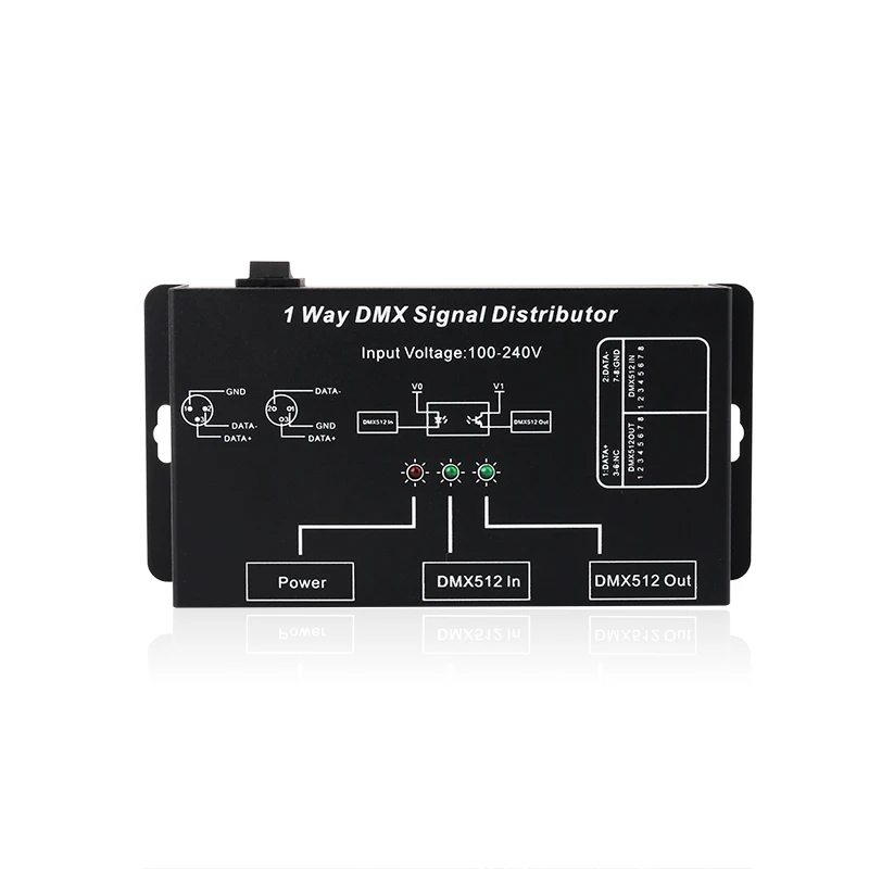 DMX121 AC100-240V распределитель сигналов DMX адаптер 1 канал led DMX512 контроллер Макс. Мощность нагрузки 360 Вт для одноцветной светодиодной ленты