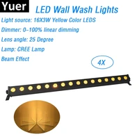4xlot free shipping 16x3w yellow color cree led lamp dmx wall washer lights indoor led wash bar lights 25 degree lens angle