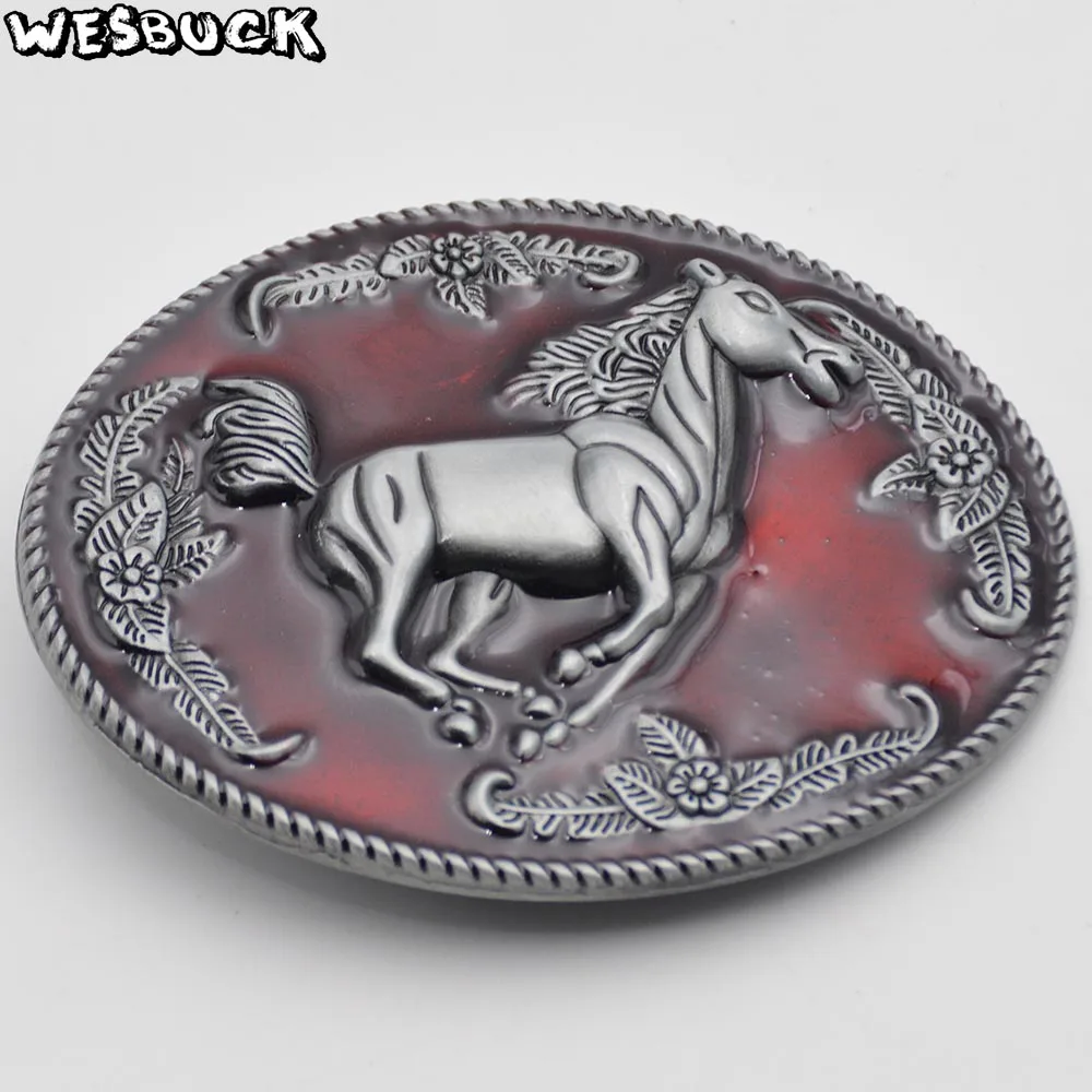 5 PCS MOQ WesBuck бренд пряжки “красная лошадь” из металлические ремня для человек Для