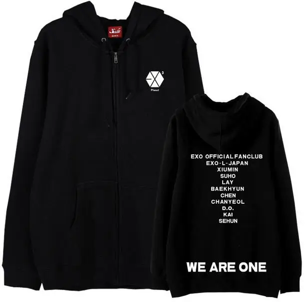 fleece Kpop exo The exo' R DIUM мы все с именами членов группы печать толстовка на молнии exo l унисекс свободная флисовая толстовка 3 цвета - Цвет: fleece