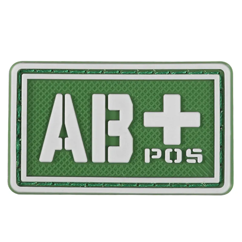 Green AB PLUS 8 Светящийся ПВХ значок тактика A+/B+/-O+/AB+/A-/B-/O-/AB-type кровяного типа, дополненный военный значок резиновая куртка - Цвет: Green AB PLUS 8
