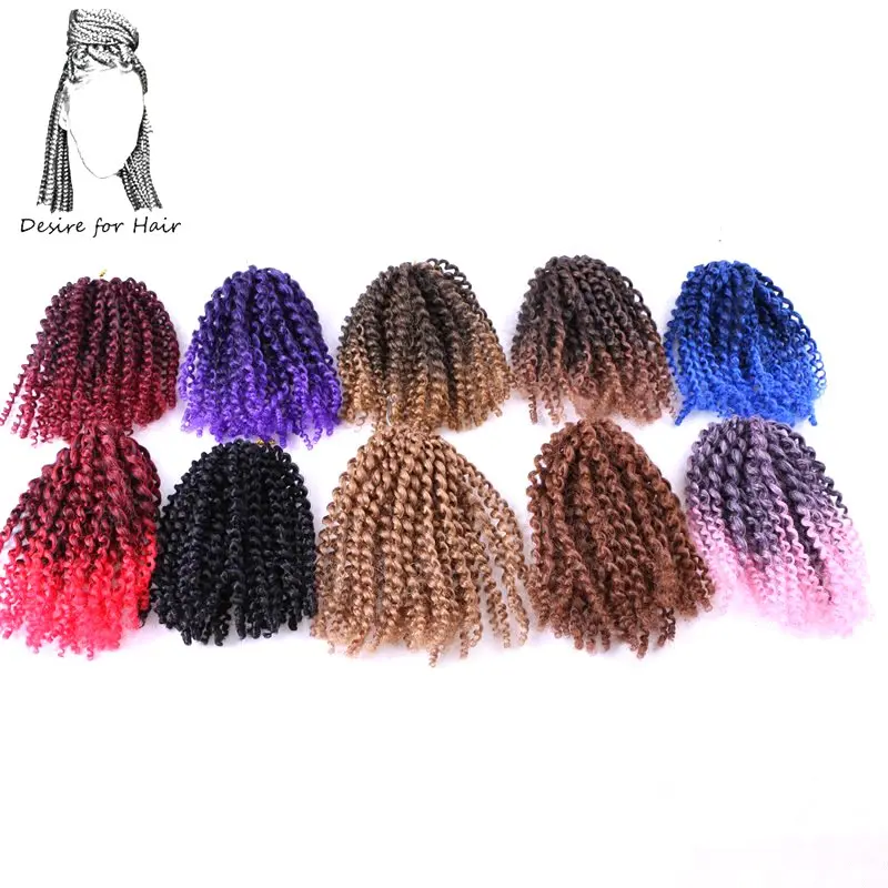 Desire for hair 7packs per lot 8inch 85grams pre crochet kinky curly braids malibob braiding ombre pink purple color |