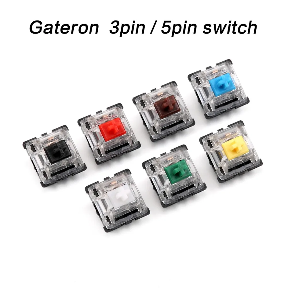 Переключатель Gateron mx 3 pin и 5 прозрачный чехол зеленый коричневый синий