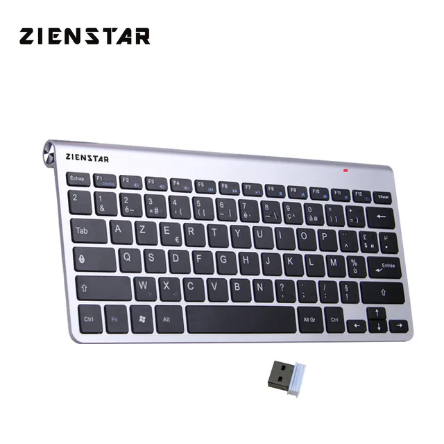 Zienstar ультра тонкая 2,4 ГГц Беспроводная клавиатура для Macbook/PC компьютера/ноутбука/Smart tv с usb-приемником, английский/Fr/Испанский/Ru