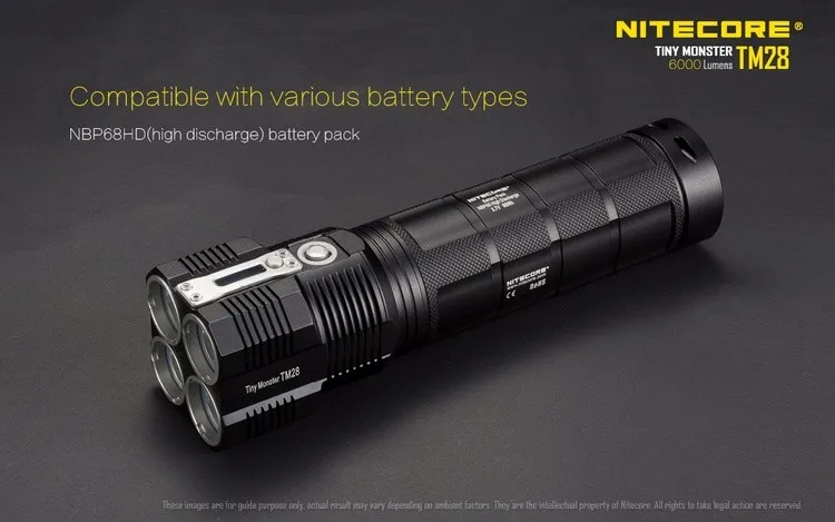 Распродажа NITECORE крошечный Монстр TM28 6000лм CREE XHP35 HI 4LED перезаряжаемый светильник с высокой яркостью, светильник-вспышка для охоты, наружного поиска