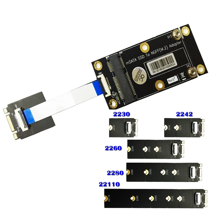Адаптер mSATA SSD в M.2 NGFF Key B адаптер комплект для конвертера карт с кабелем FFC