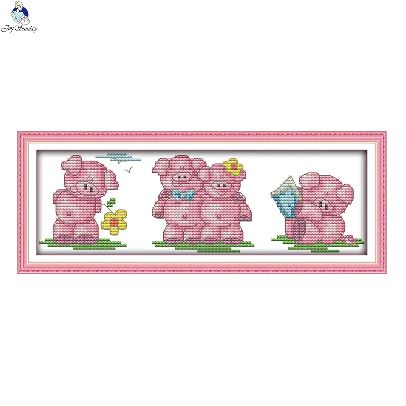 Набор для вышивки крестиком JoySunday свинки игра рисунок животного 14CT 11CT хлопковая