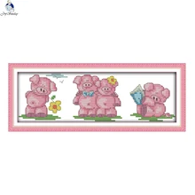 Набор для вышивки крестиком JoySunday свинки игра рисунок животного
