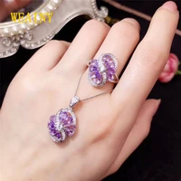 weainy wedding jewelry sets necklaces and ring 925 sterling silver fine natural amethyst engagement jewelery sets for women