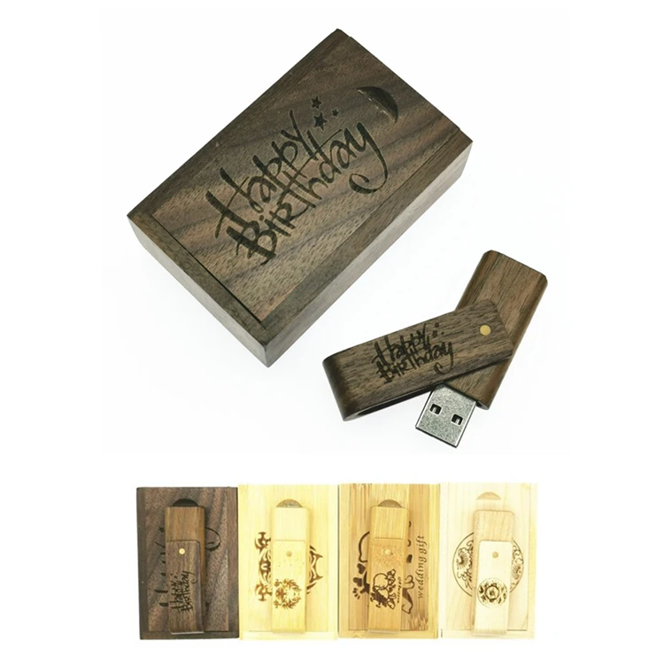 Один шт Бесплатный Логотип Деревянный usb + коробка флэш накопитель 4 ГБ 8 16 32 64