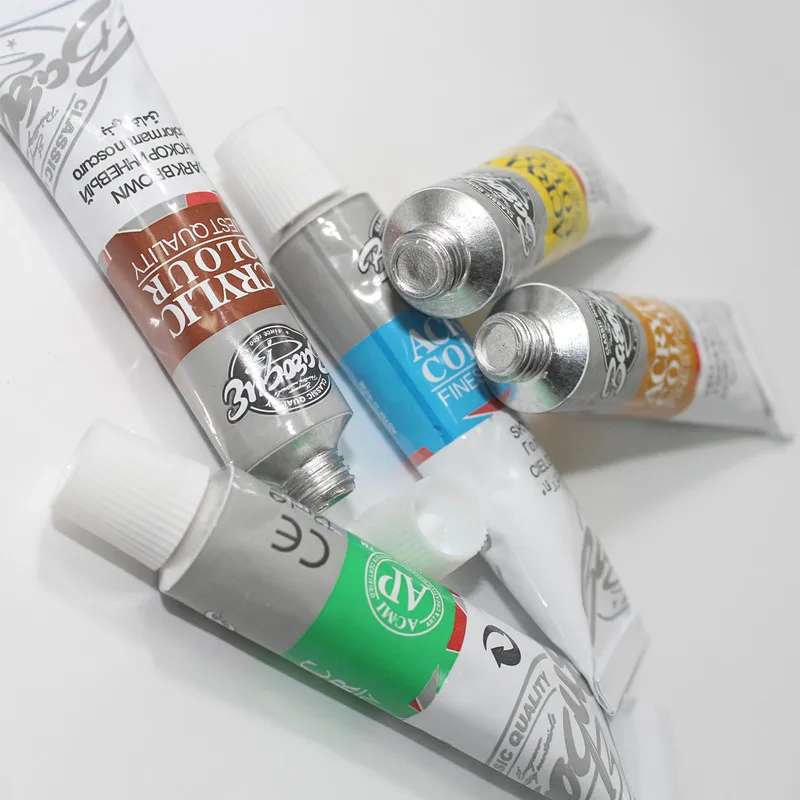 Набор профессиональных акриловых красок пигмент s для художников 12 трубок мл