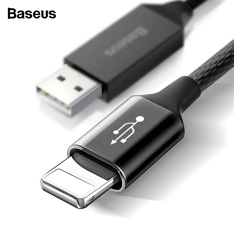 Baseus нейлон 5 м USB кабель Быстрая зарядка кабель Реверсивный для iPhone X XR Xs 8 7 6 Plus Apple iPhone зарядное устройство длинный кабель Шнур для передачи данных - Цвет: Черный