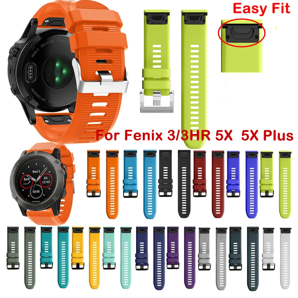 

Мягкий силиконовый сменный Браслет, ремешок для часов, быстросъемный ремешок easyfit для Garmin Fenix3 5X Plus, Смарт-часы 22 мм