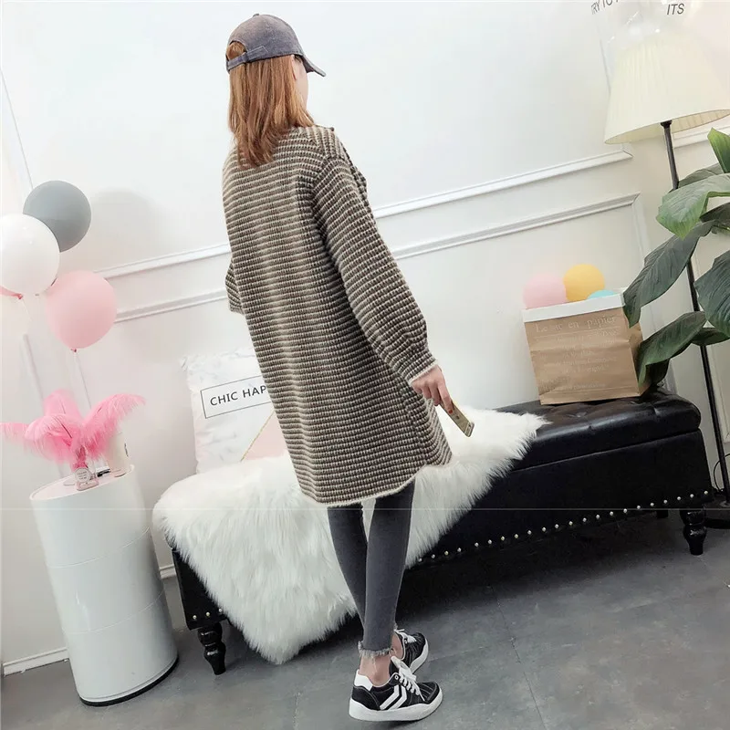 Kemixiaoxuan New Arrival 2018 Autumn Winter Kintted Cardigans Female Mink Cashmere V Neck Sweater Loose Coat Jacket Woman |