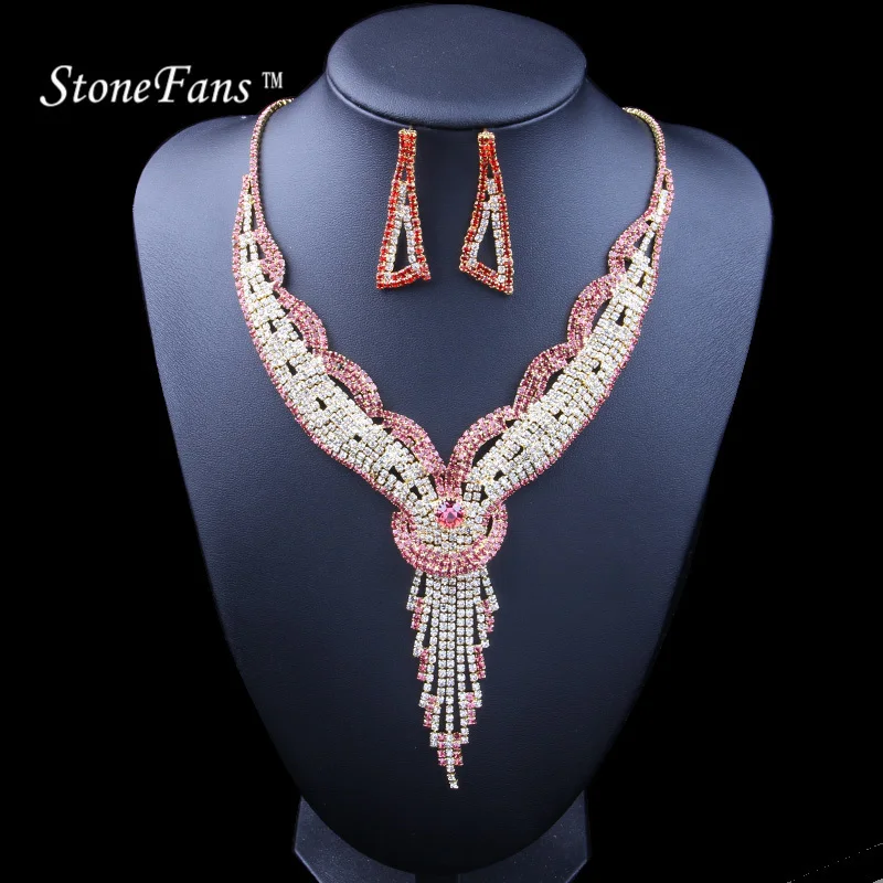 Эксклюзивные свадебные ювелирные изделия StoneFans Дубая золотого цвета Роскошные CZ