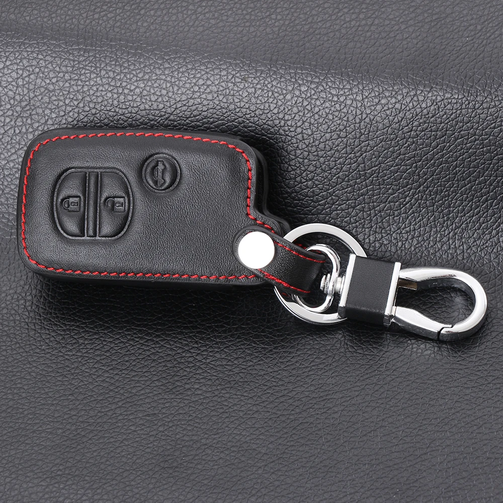 Кожаный 3 кнопочный Автомобильный Брелок дистанционного управления с ключом