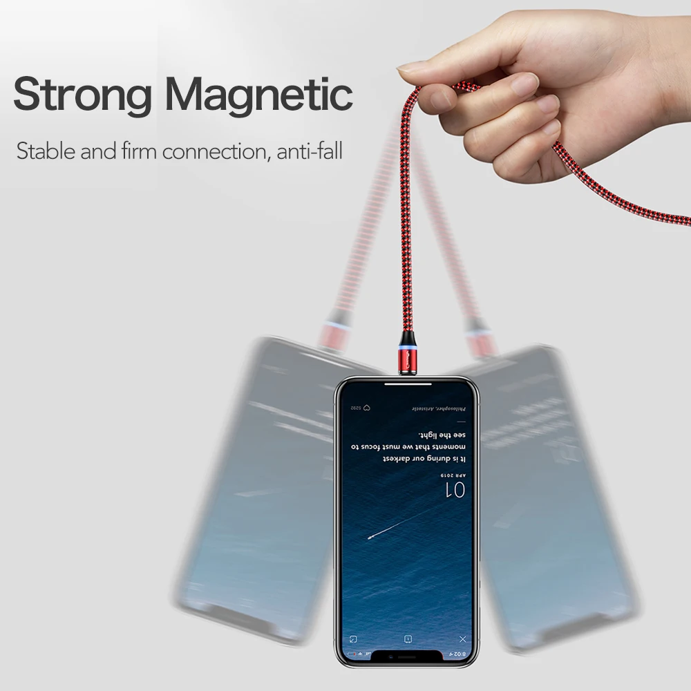Магнитный USB кабель 3 в 1 CaseMe для Samsung Huawei iPhone XS MAX штекер Micro Type C шнур Быстрая