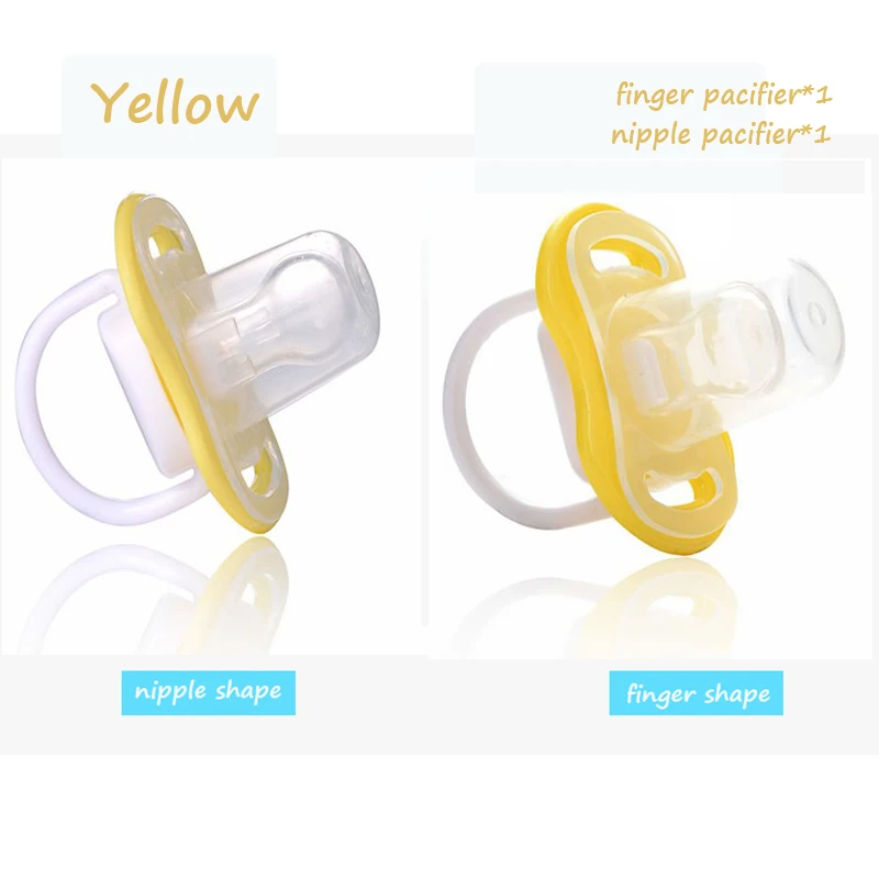 Set4 2PCS--Yellow Новорожденная детская пустышка зубное кольцо для ребенка цепь Ортодонтическая Соска сон пустышка палец нипплер мягкая BPA коробка для хранения - Цвет: Set4 2PCS--Yellow