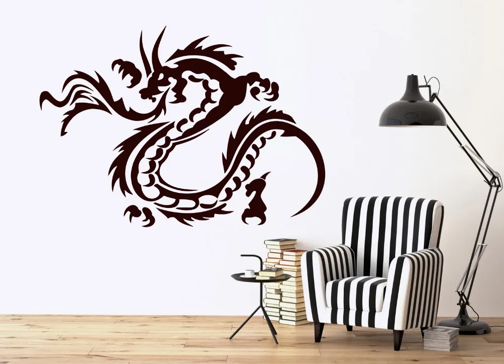 Dragon Pattern Wall Decal Flame Animal Vinyl Stickers For Kids Rooms Claws Horn Tail Removable Home Decor Interior SYY875 | Дом и сад