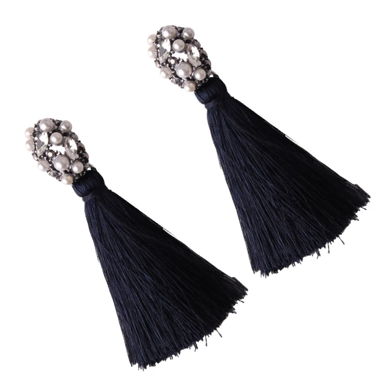 Для женщин Кристалл Стразы ленточки серьги Великолепные ретро Boho длинной