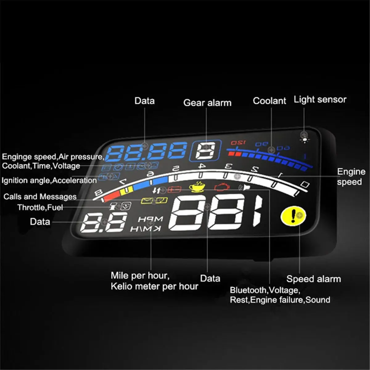 Автомобильный HUD Дисплей OBD2 превышение скорости Предупреждение Системы проектор