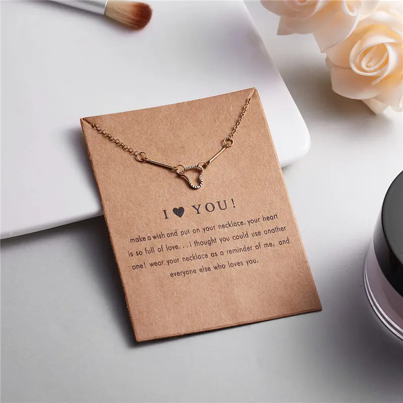 Rinhoo 1pc Minimalist Heart make a wish plated I LOVE YOU Pendant necklace Clavicle Chains Necklaces Women New Jewelry Gift | Украшения и