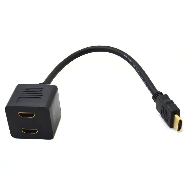 Двухсторонний Y образный HDMI разветвитель штекер на 2 гнезда кабель ПК/DVD