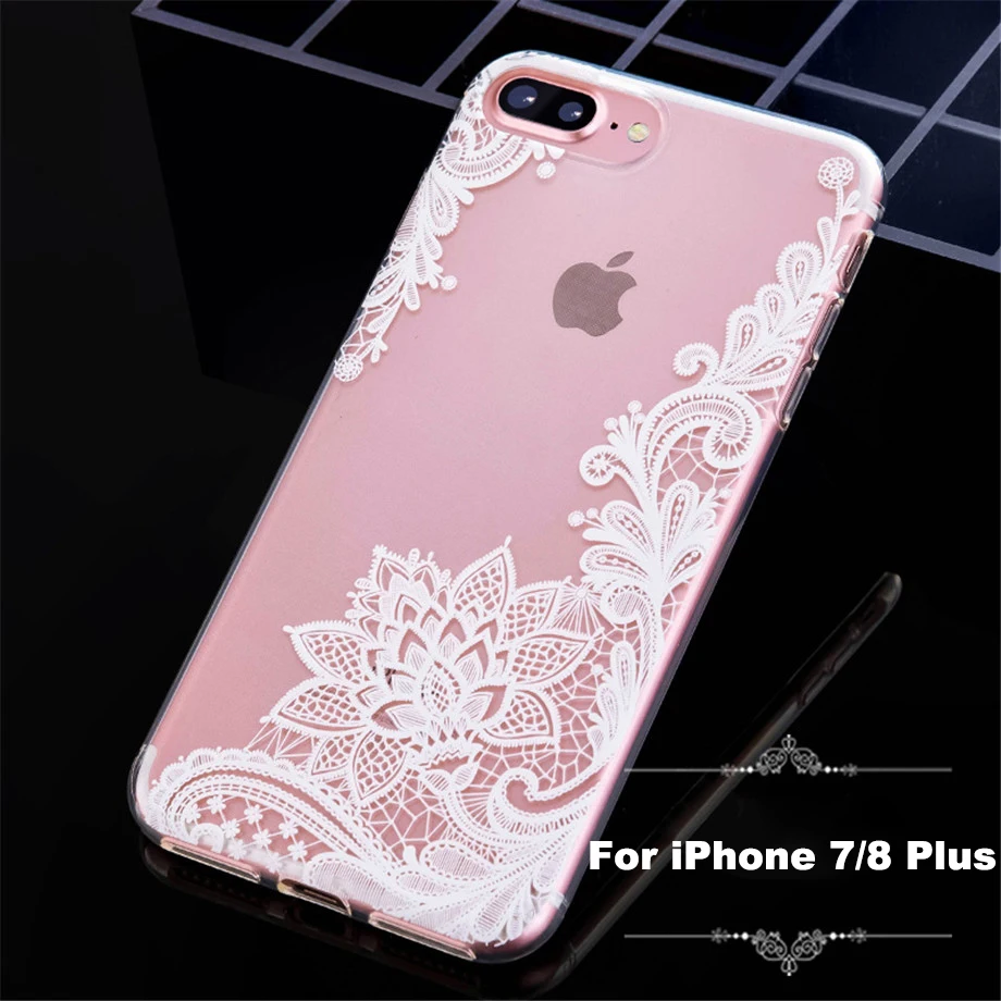 Роскошный силиконовый чехол для телефона для iPhone 8, 7, 6, 6s Plus, 5S чехол s, 3D кружевной цветок, мягкий ТПУ чехол для iPhone X XS, чехол для MAX XR