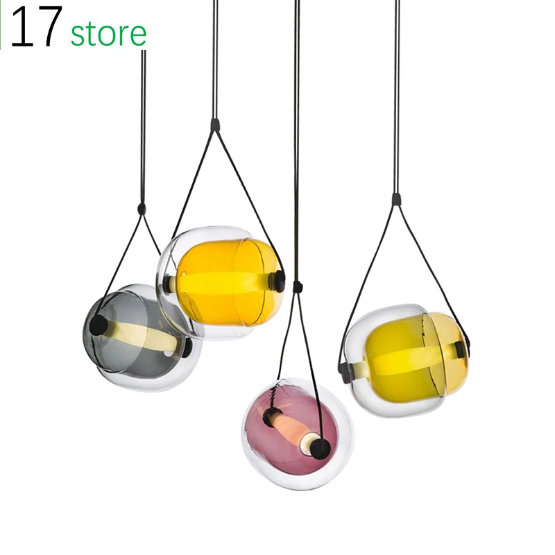 

Loft modern colorful winebottle Glass Pendant Lights cord E27 LED lamp AC 110V 220V for Kitchen Restaurant Living Room Cafe Bar