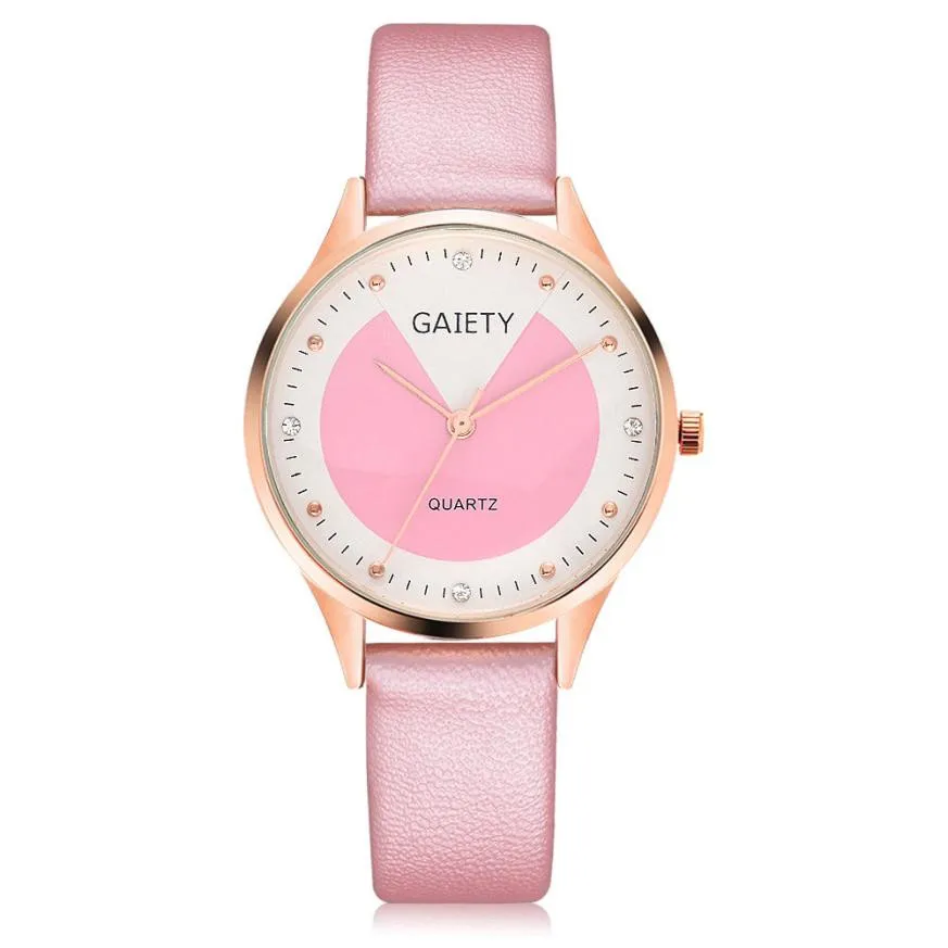 

TZ#502 Women Leather Band Analog Quartz Round Wrist Watch Watches