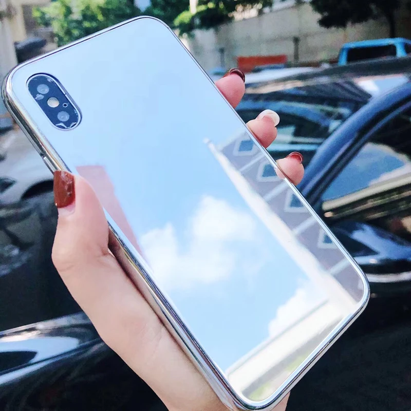 Роскошный женский зеркальный чехол для телефона iPhone X 8 7 6s Plus зеркальная задняя