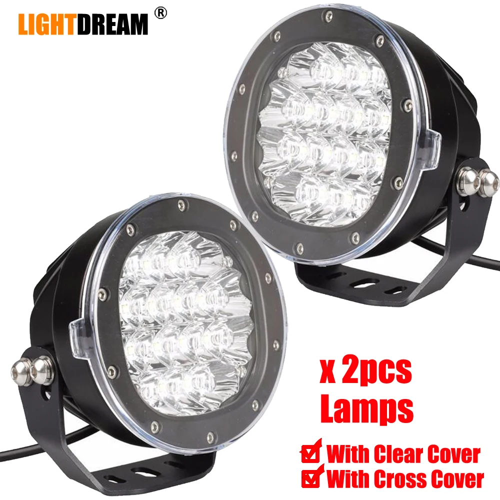 Круглые светодиодные фары дальнего света суперъяркие для переднего бампера 80 Вт