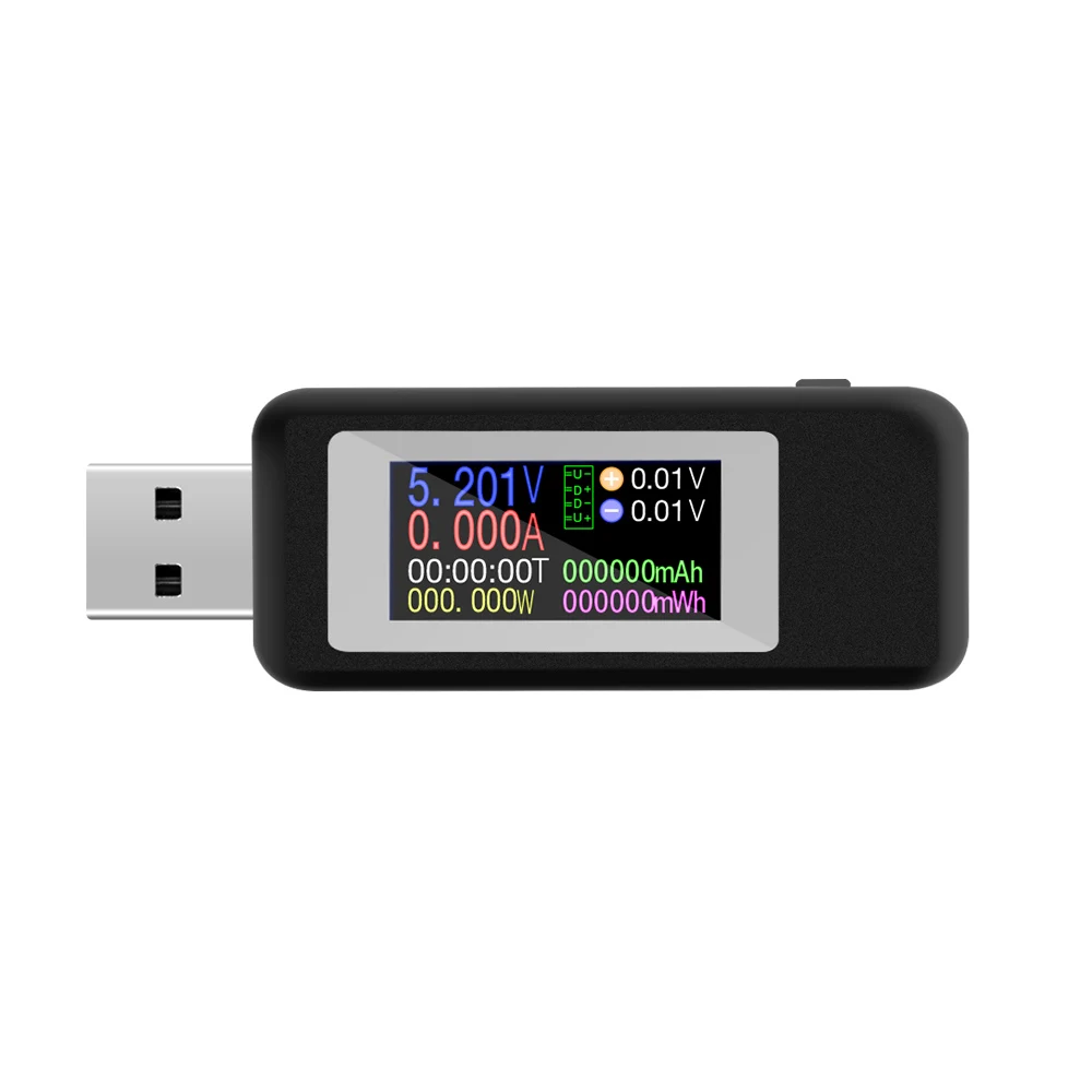 Черный 10 в 1 USB тестер цифровой измеритель напряжения Вольтметр Амперметр электрический детектор Емкость тестер мощность ток индикатор напряжения - Цвет: Черный
