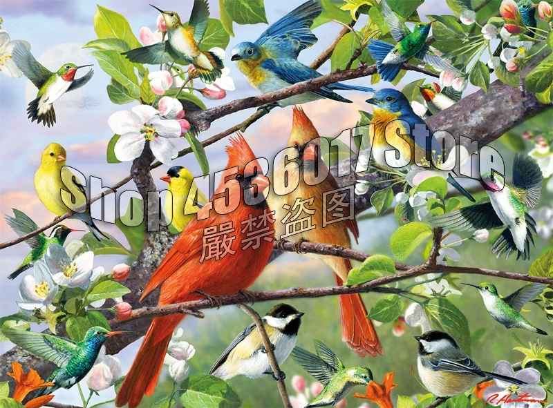 Алмазная 5d картина сделай сам с птицами весеннее искусство вышивка крестиком