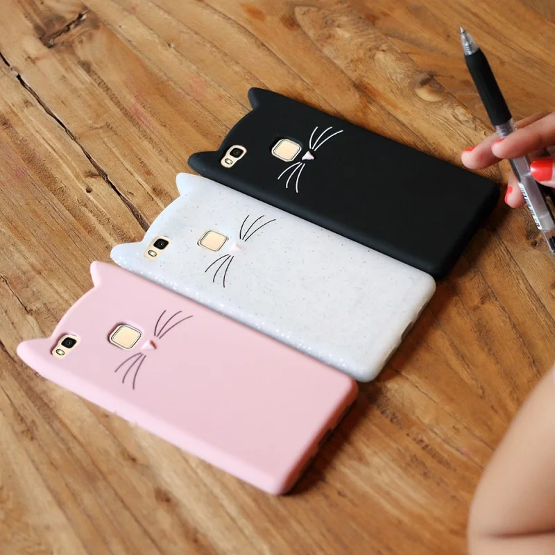 DULCII Phone Case for Huawei P10 Lite P9 P8 2017 Cover cat funda coque Silicone Cute Smartphone 3D Cat Bag |