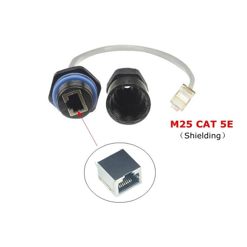 0 25 м CAT5E RJ 45 водонепроницаемый M25 экранированный разъем Ethernet CAT 5E RJ45 IP68 сетевой
