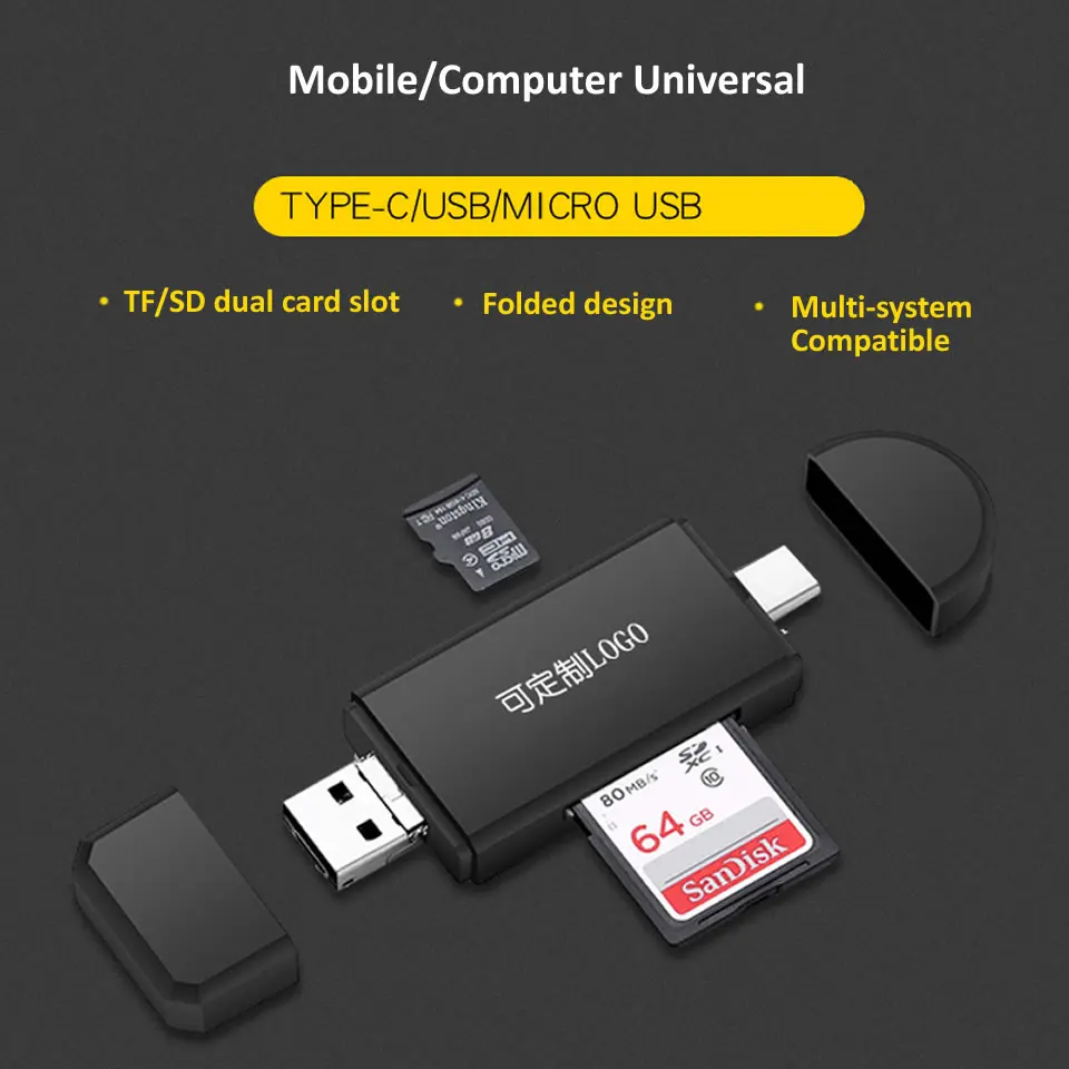 Electop type C Micro USB 3 в 1 OTG кард-ридер высокоскоростной USB2.0 Универсальный OTG TF/SD для Android компьютера удлинители
