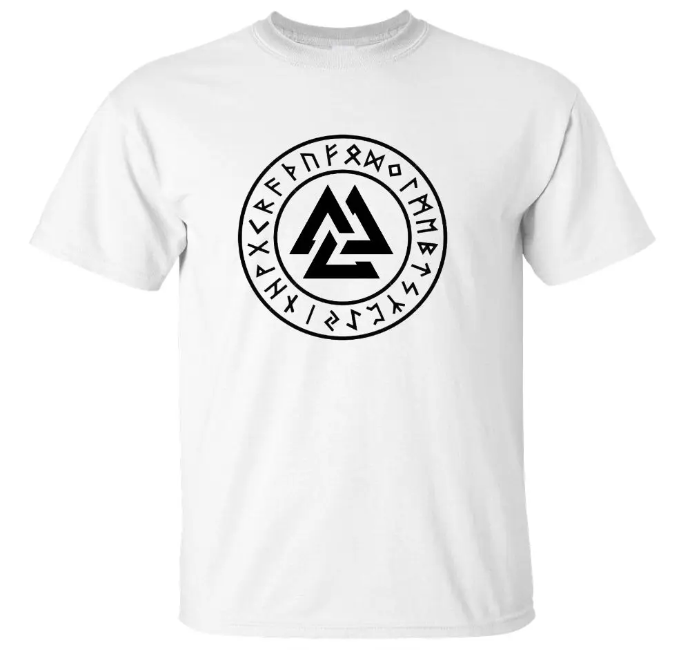 Valknut с рунами футболка Asatru языческих германские мистический Символ