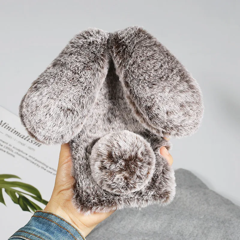 lovely 3D Warm Plush Rabbit hair Cases Cover For Xiaomi Pocophone F1 PLAY MI 8 lite SE note 2 3 max mix 2s A2 |